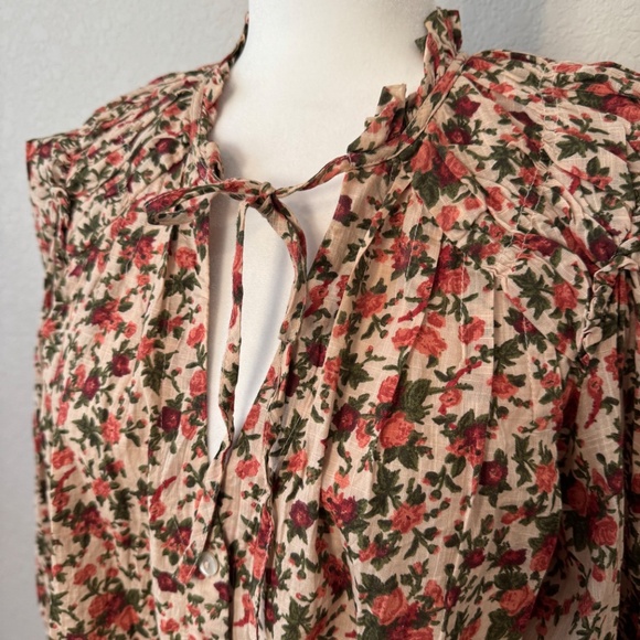 Free People Meant To Be Floral Button Down Vintage Combo Women's Size L - Picture 2 of 10